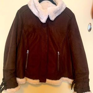 Chocolate brown imitation suede and collar faux fur Addition Elle size 2X